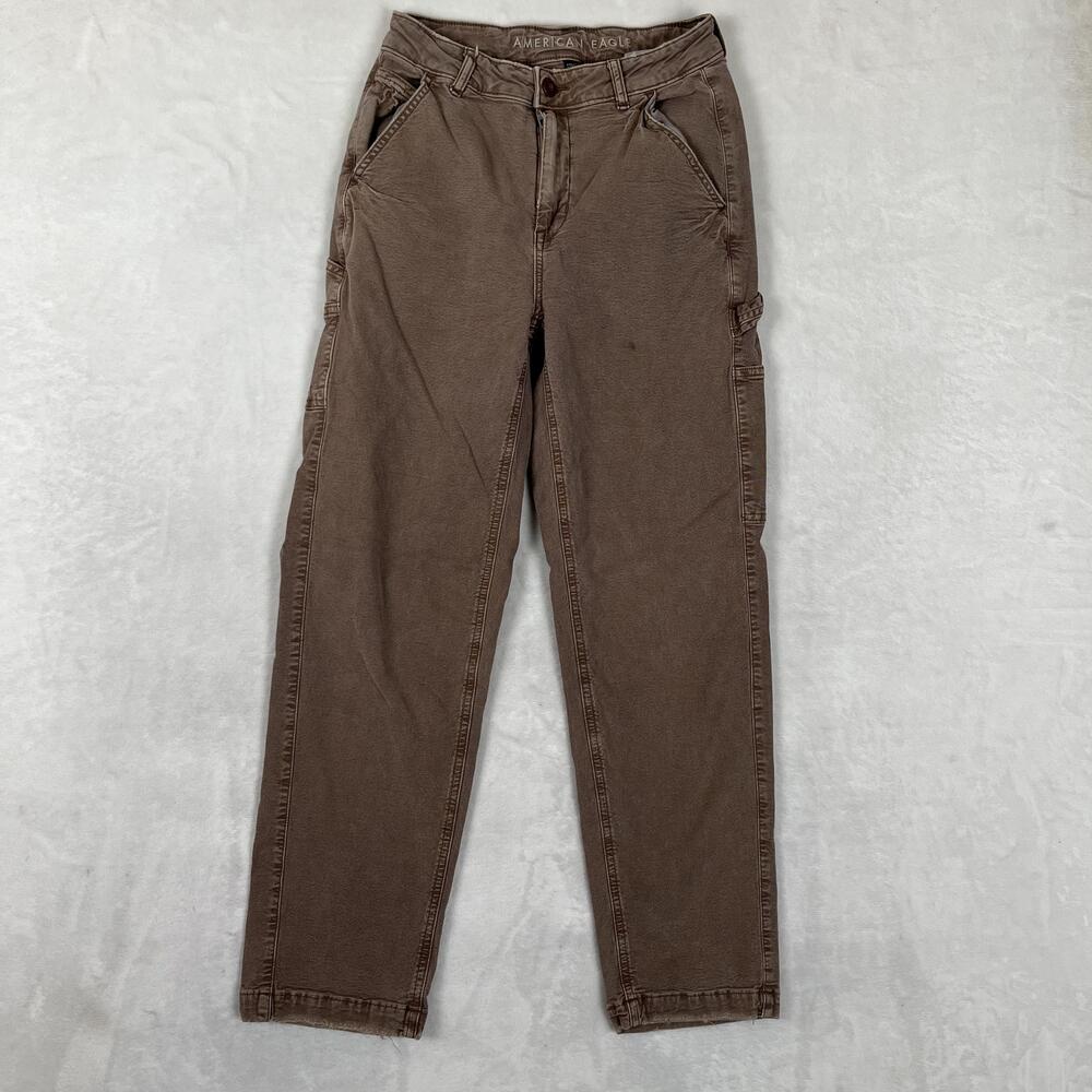 American Eagle Carpenter Pants Womens 2 Brown 90s Boyfriend High Rise Stretch